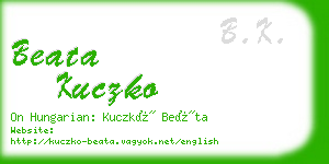 beata kuczko business card